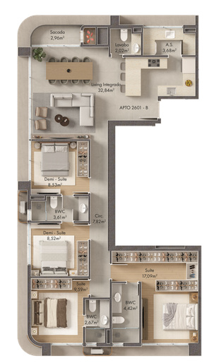 Verenna INC 15 — planta 2 suítes + 2 demi-suítes, Porto Belo SC Verenna INC 15 — planta 2 suítes + 2 demi-suítes, Porto Belo SC