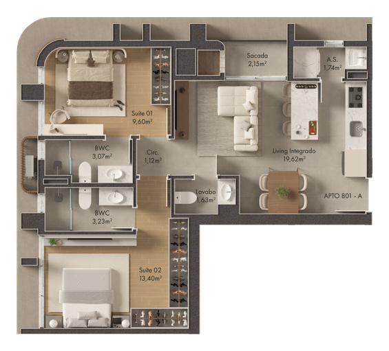 Verenna INC 15 — planta 2 suítes, Porto Belo SC Verenna INC 15 — planta 2 suítes, Porto Belo SC