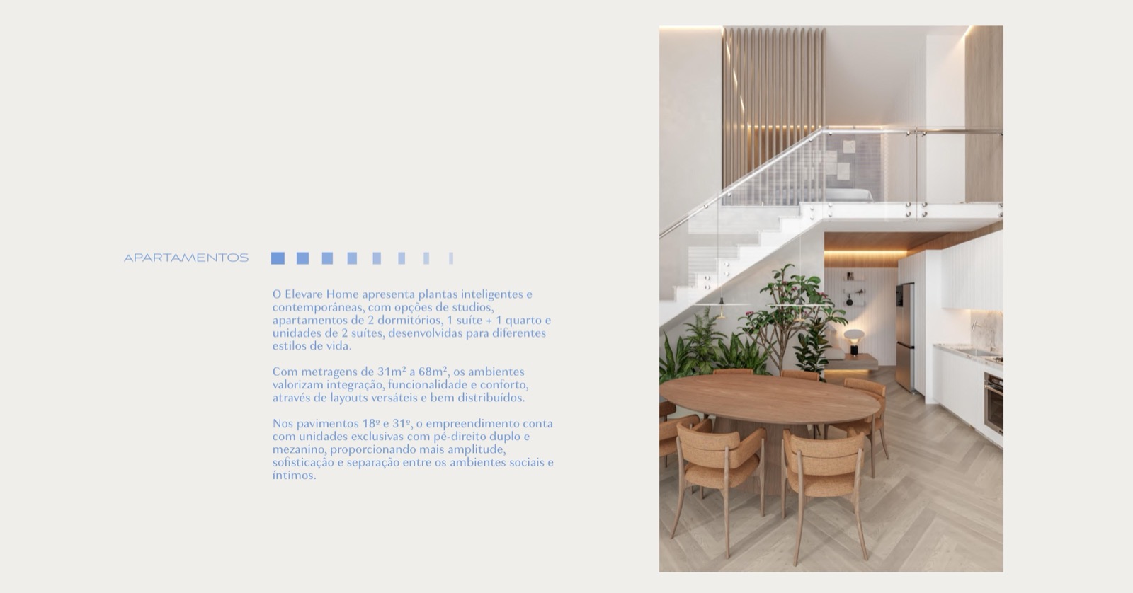 Living integrado de apartamento duplex — Elevare Home Porto Belo