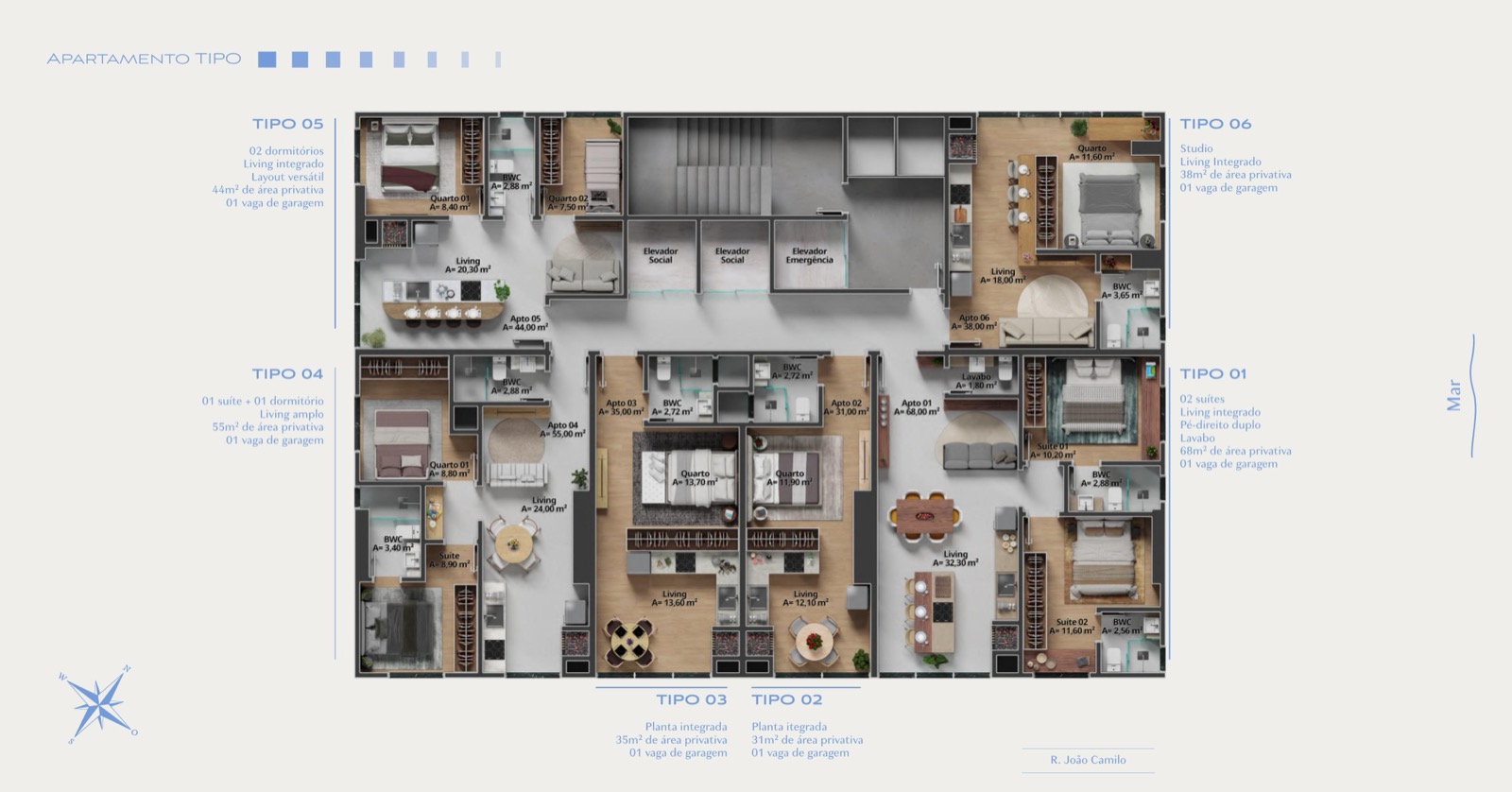 Planta baixa — Apartamento Tipo (pavimento tipo) do Elevare Home