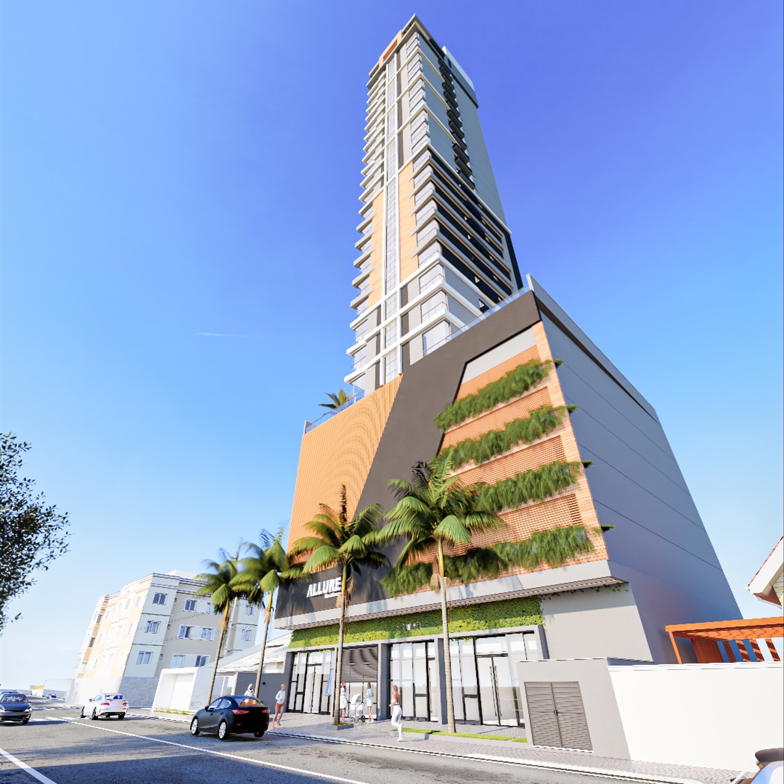 Torre do Residencial Allure vista da rua em Porto Belo SC