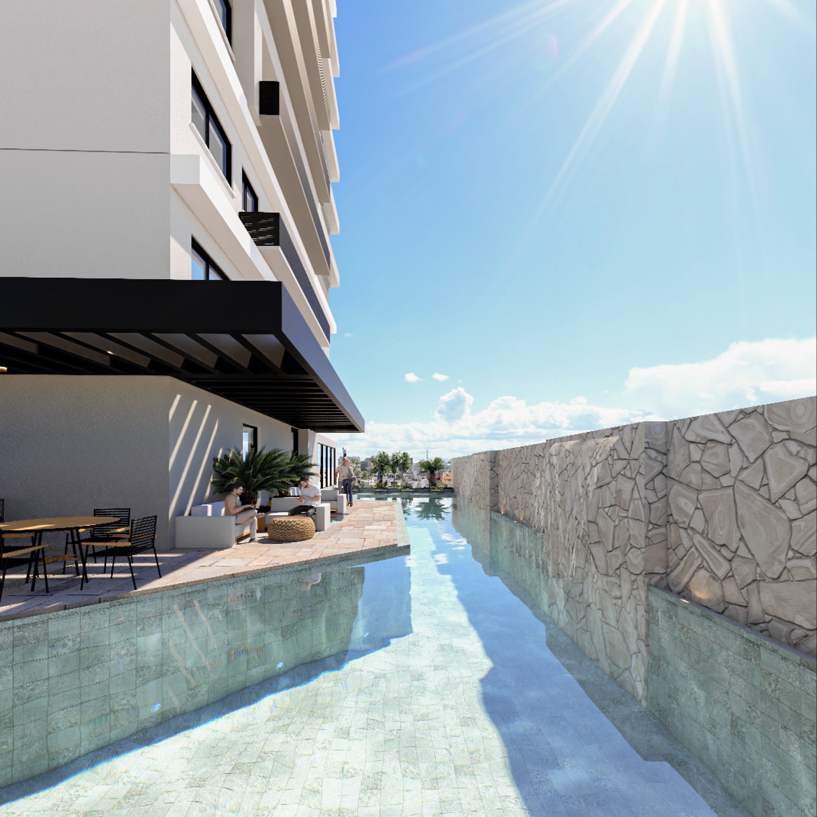 Piscina da área de lazer do Residencial Allure