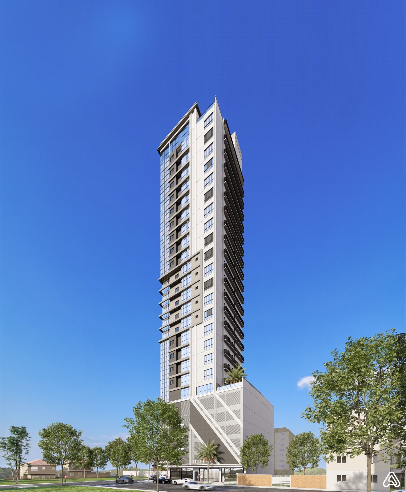 Residencial The Place — fachada diurna da torre em Porto Belo